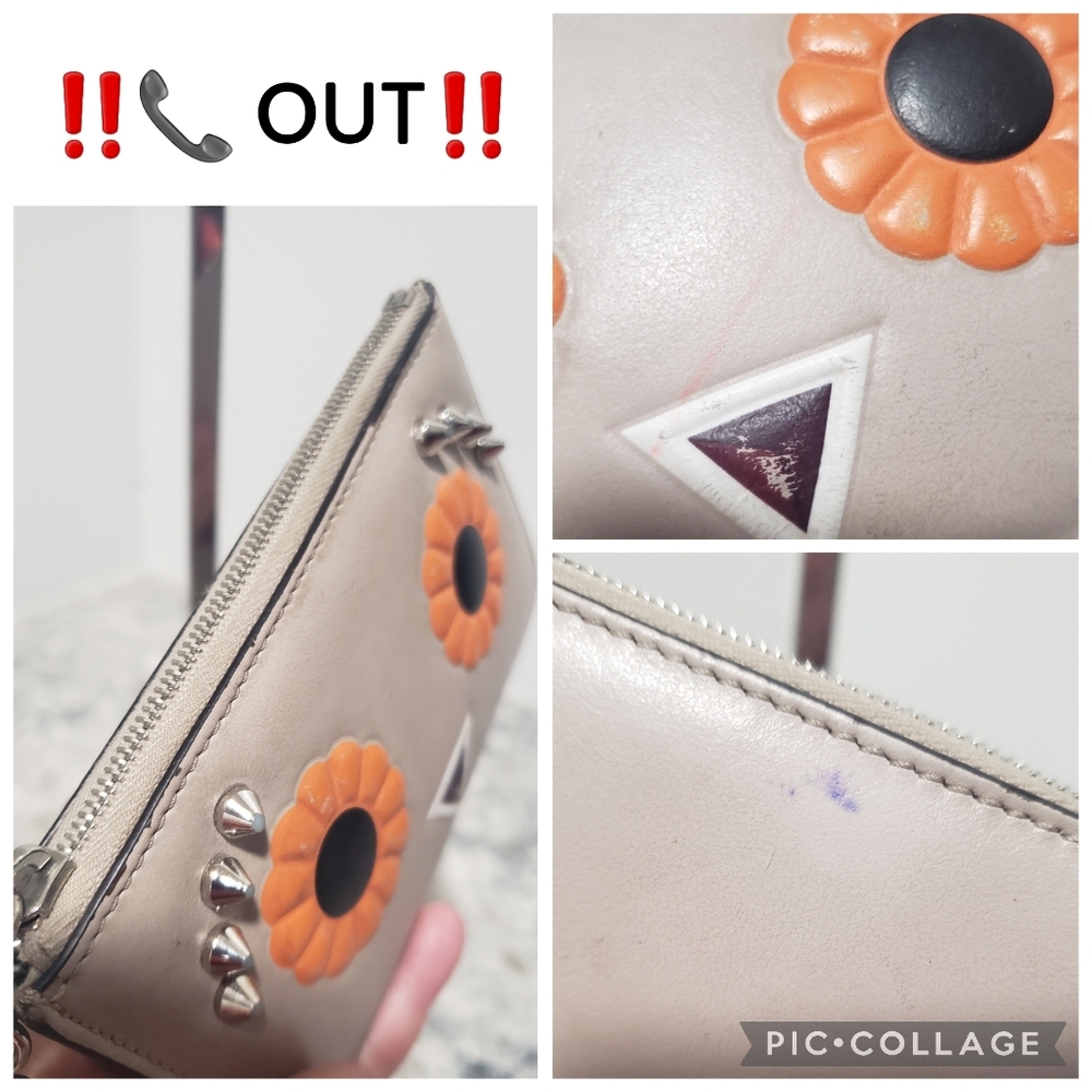 Fendi Leather Floral Face Coin Pouch Keychain - Picture 7 of 10